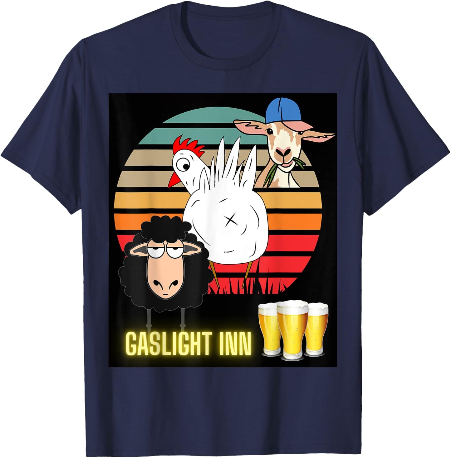 Funny Chicken Butt, Scapegoat & Blacksheep Go To A Beer Pub T-Shirt - T-Shirt | Navy