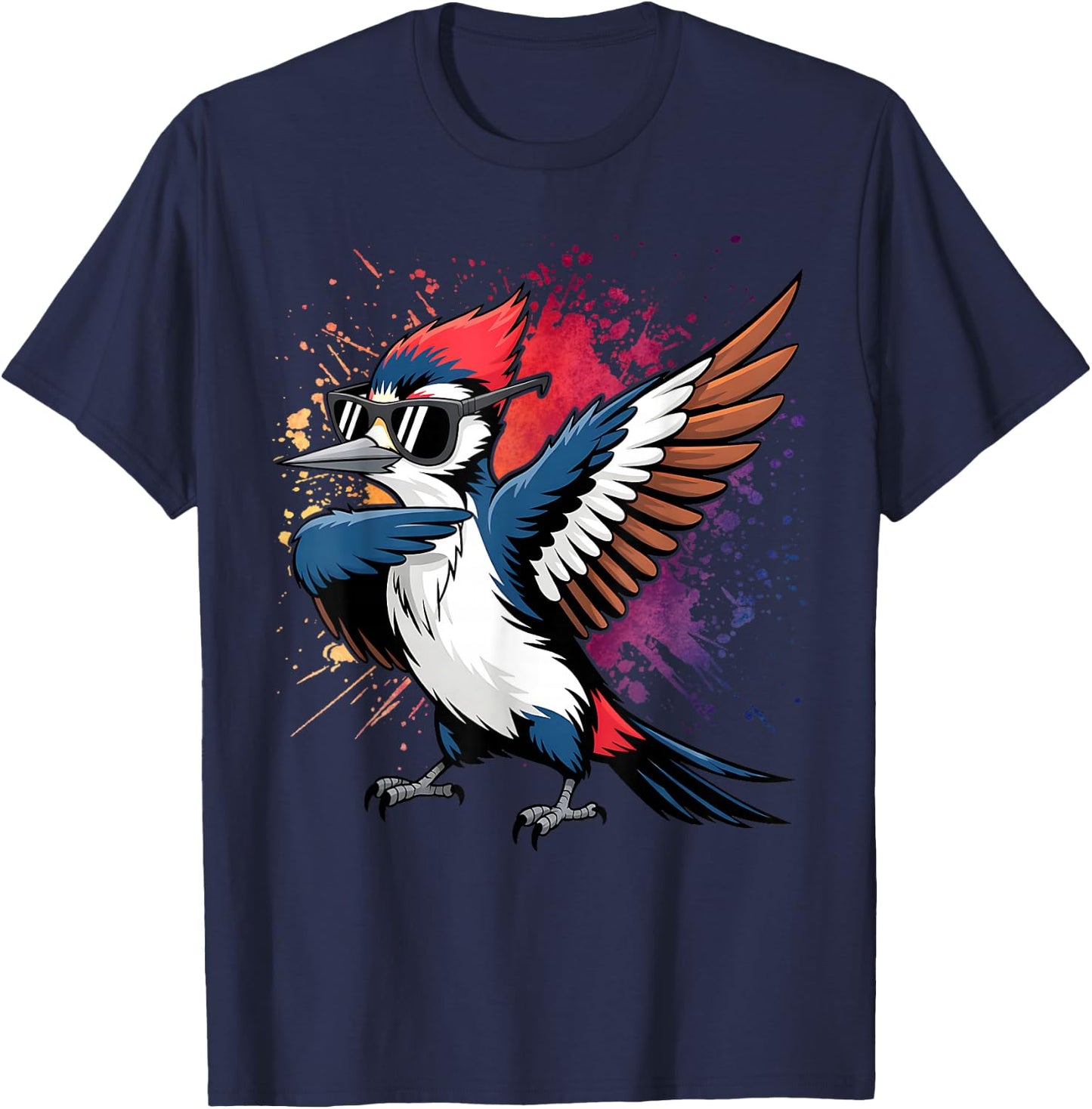 Dabbing Pileated Woodpecker Bird Watcher Lover Birding T-Shirt - T-Shirt | Navy