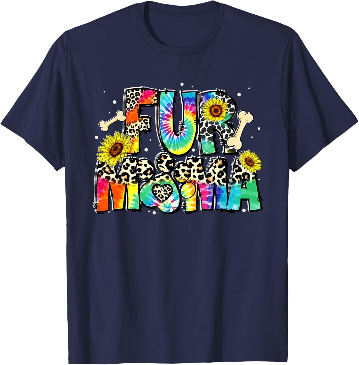 Fur Mama Tie Dye Leopard Mother's Day Dog Mom Life Dog Mama Men Women T-Shirt - T-Shirt | Navy