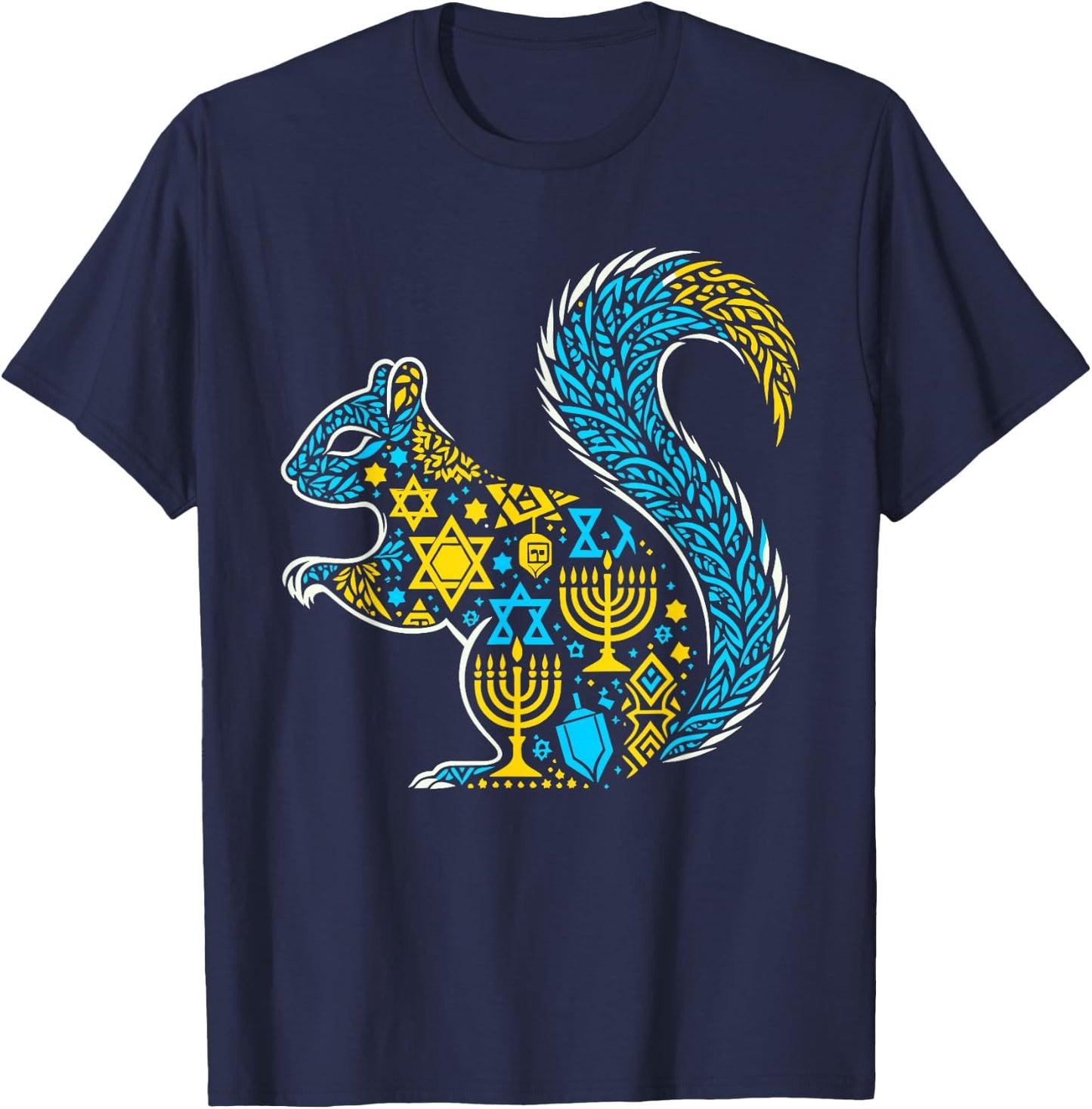 Squirrel Menorah Dreidel Jewish Hanukkah Kids T-Shirt - T-Shirt | Navy