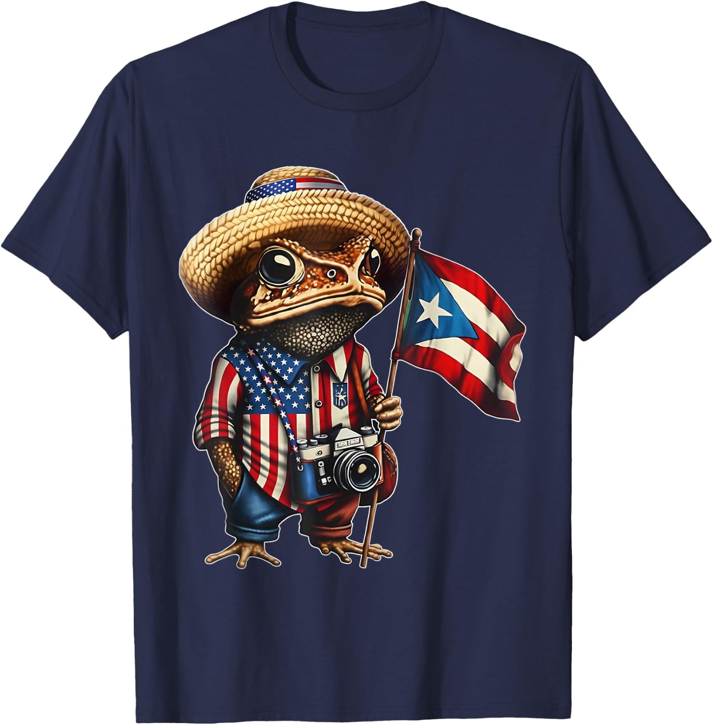 Puerto Rican Flag Boricua Taino Funny Puerto Rico Coqui T-Shirt - T-Shirt | Navy