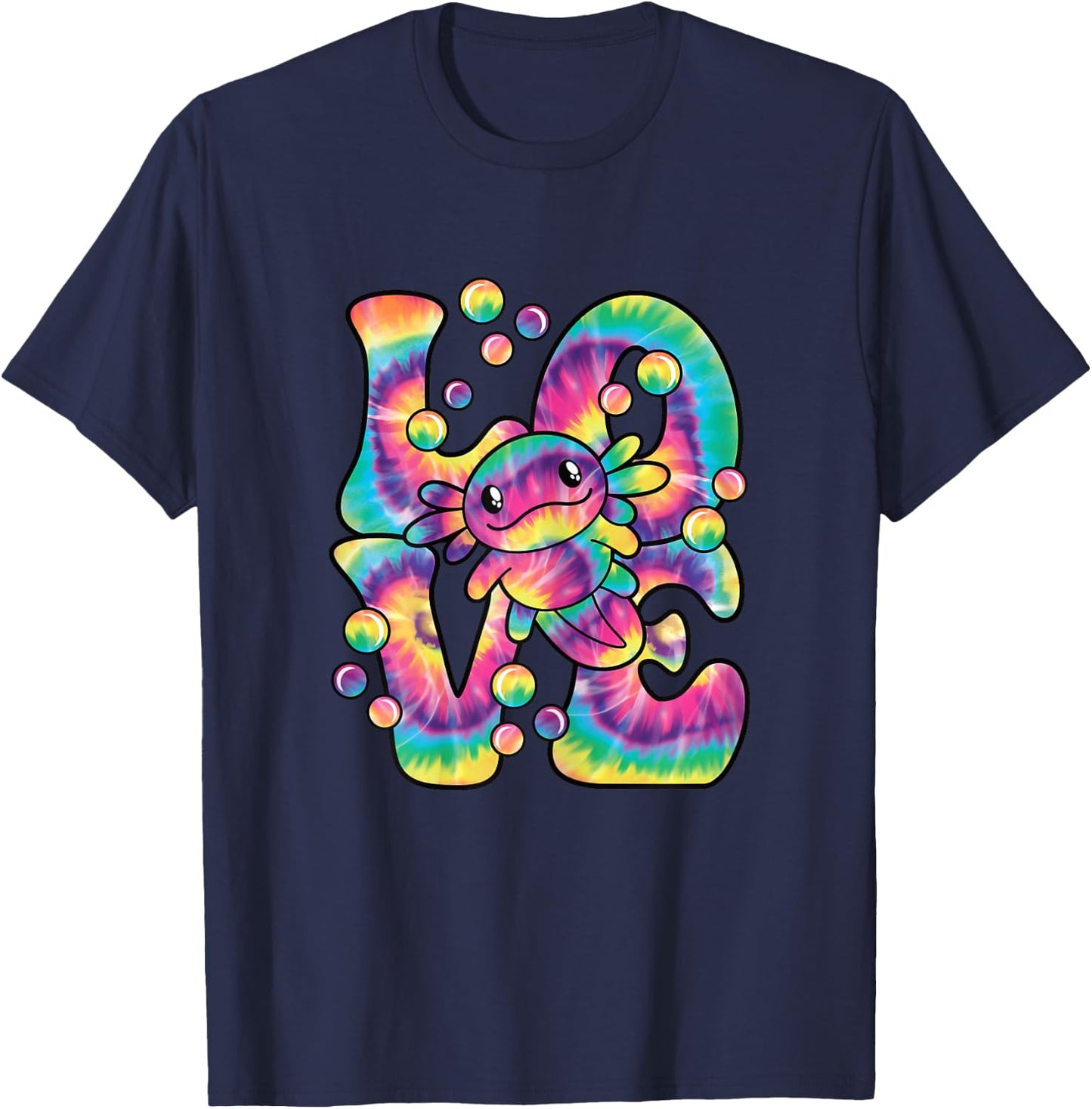 Love Axolotl Colorful Axolotl Women Girls T-Shirt - T-Shirt | Navy