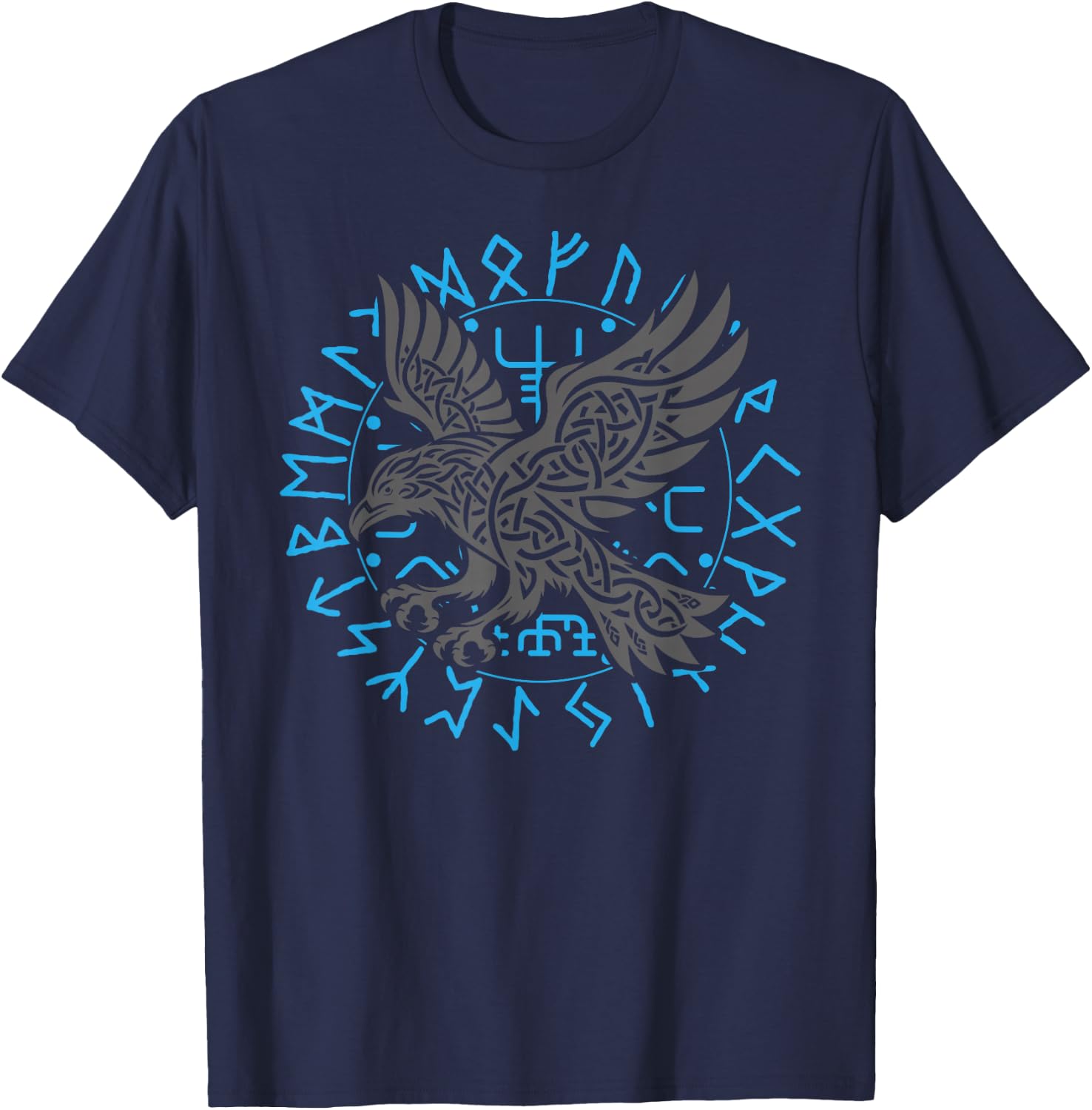 Odin’s Raven & Nordic Compass T-Shirt - T-Shirt | Navy