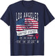 Los Angeles USA Flag GPS Coordinates Los Angeles , Black, S T-Shirt - T-Shirt | Navy