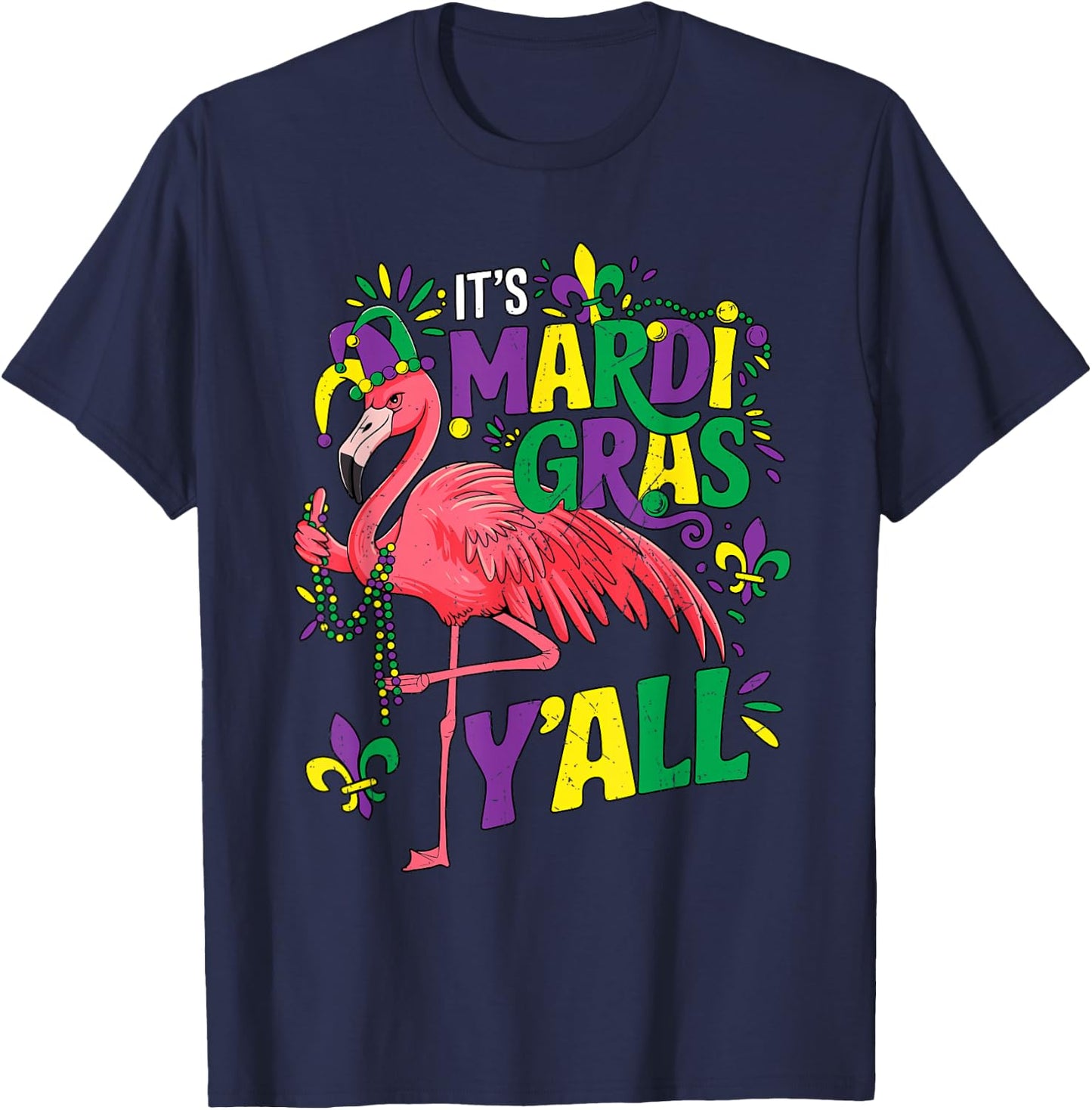 Funny Flamingo Mardi Gras Carnival Party Outfit Kids T-Shirt - T-Shirt | Navy