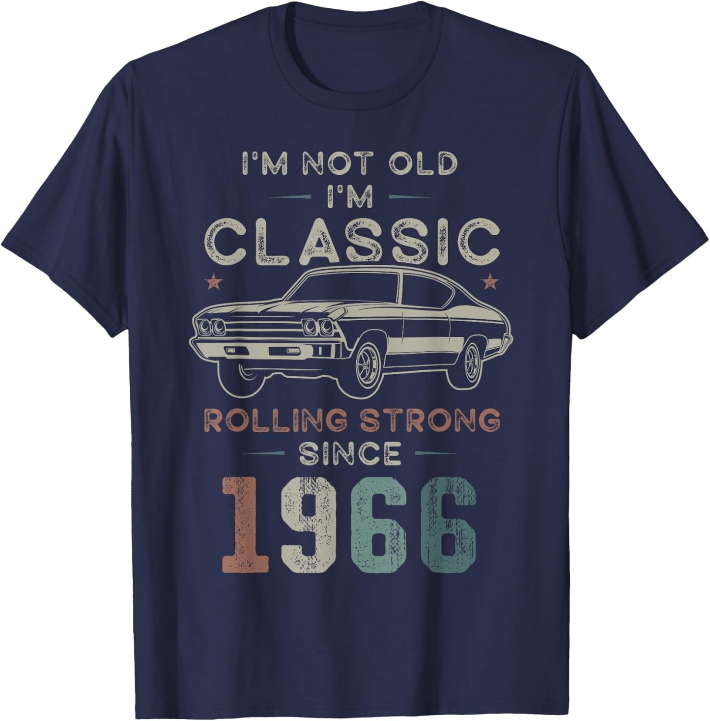 Born in 1966, 60th Birthday Classic Car T-Shirt - T-Shirt | Navy