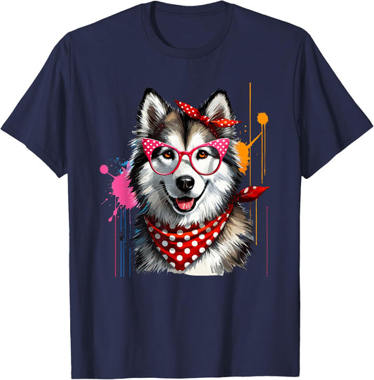 Paint Art Alaskan Malamute Malamutes Painter Artist T-Shirt - T-Shirt | Navy