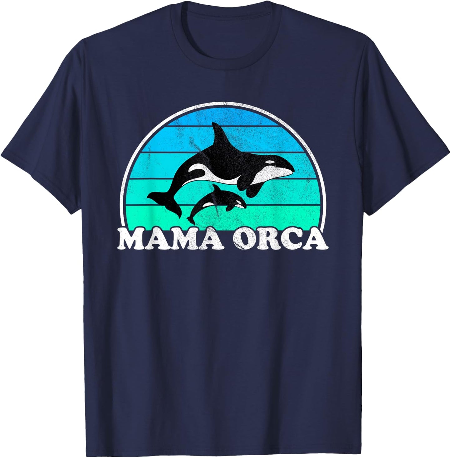 Mama Orca - Orcas Whale Mother Sea Ocean Retro Mom T-Shirt - T-Shirt | Navy