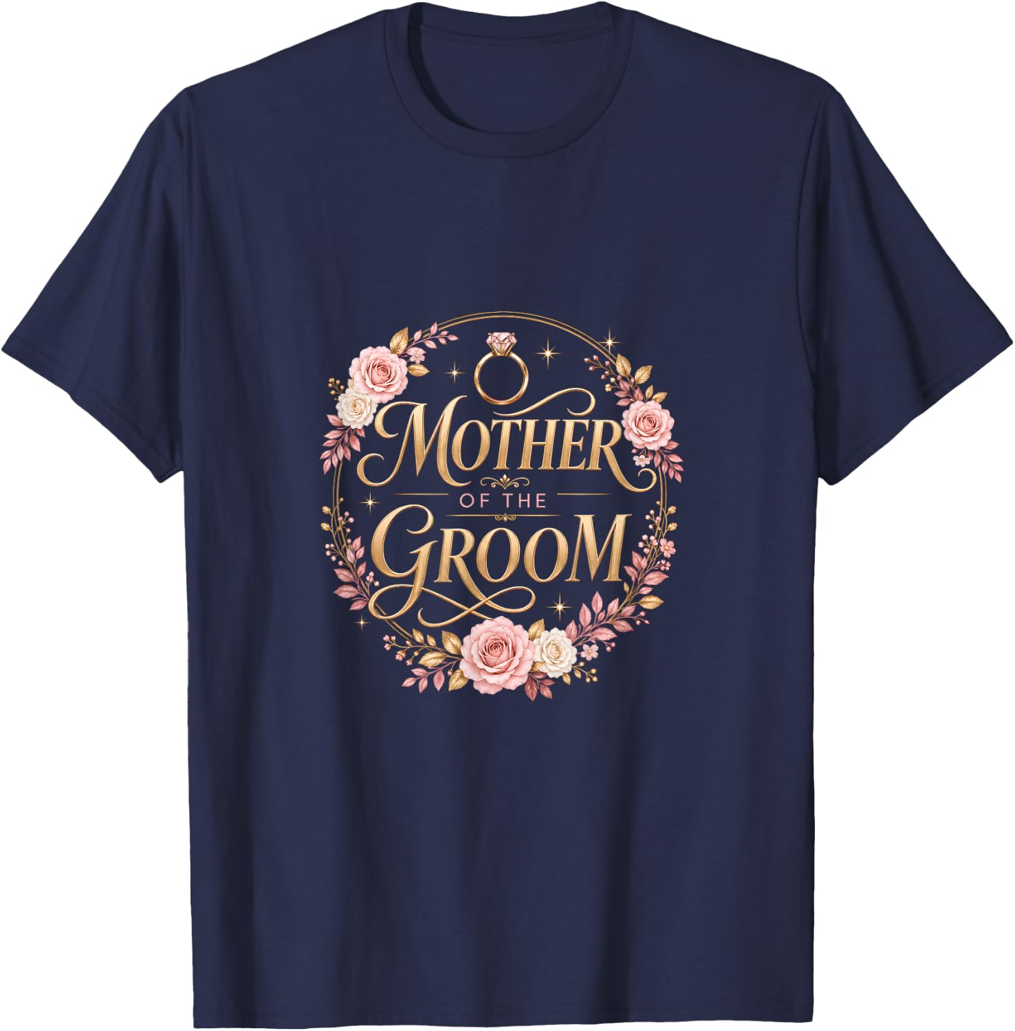 Mother of The Groom Bridal Shower Floral T-Shirt - T-Shirt | Navy