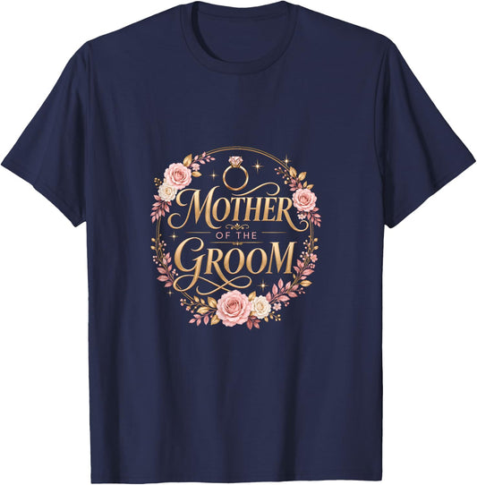 Mother of The Groom Bridal Shower Floral T-Shirt - T-Shirt | Navy