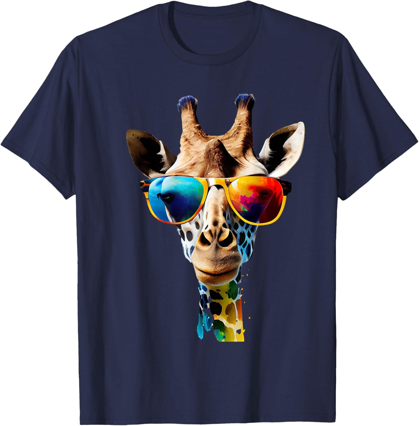 Giraffe with Sunglasses T-Shirt - T-Shirt | Navy