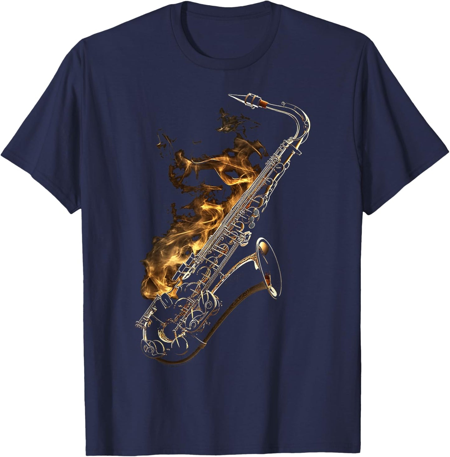 Saxophone Music Instrument Motif Illustration Saxophone T-Shirt - T-Shirt | Navy