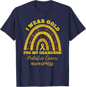 I Wear Gold For My Grandson Pediatric Cancer Awareness T-Shirt - T-Shirt | Navy