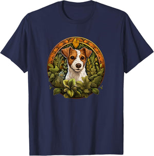 JRT Dog Lover Round Stained Glass Jack Russell T-Shirt - T-Shirt | Navy