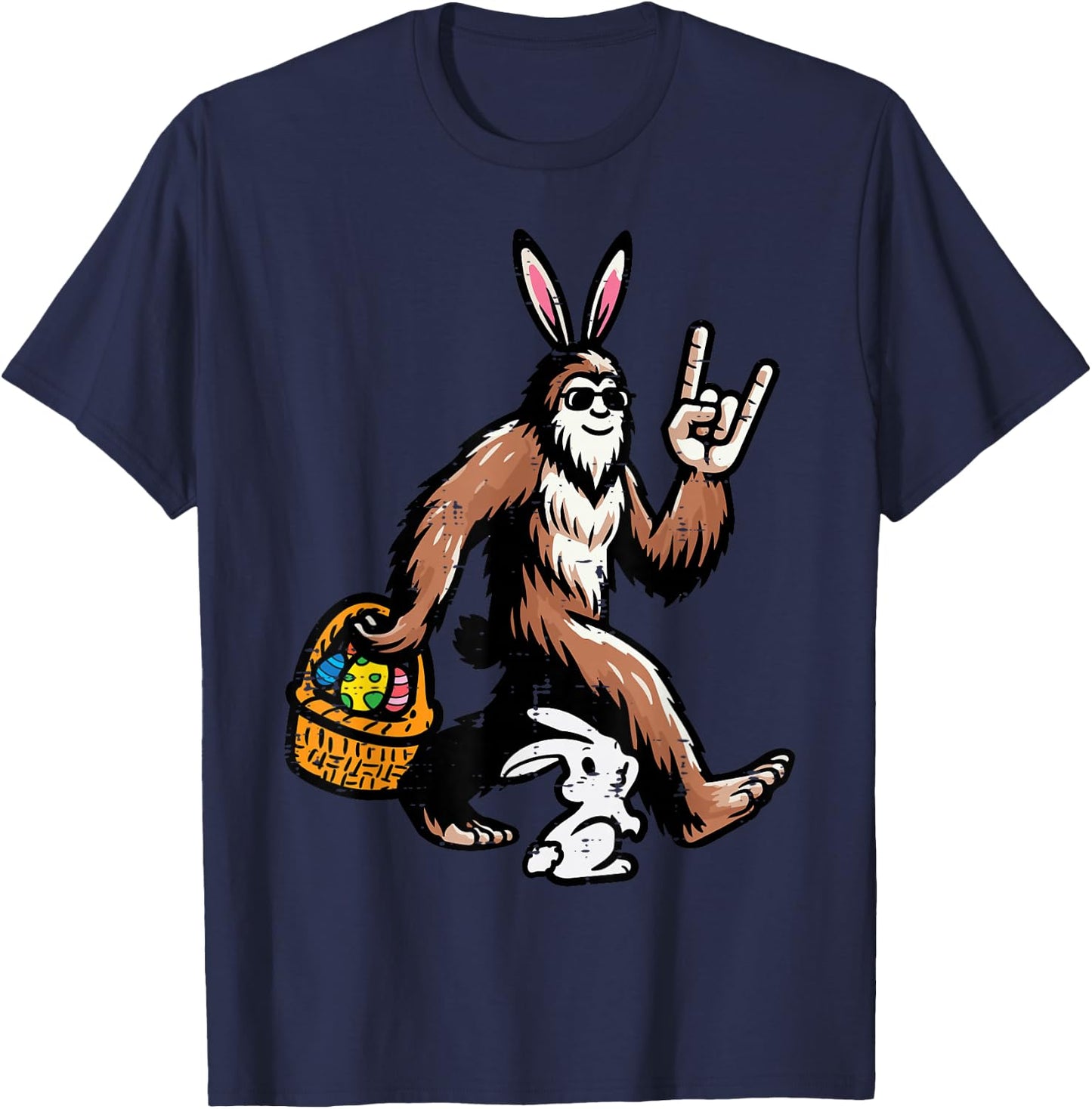 Easter Bigfoot Rock Bunny Sasquatch Rocker Men Boys Kids T-Shirt - T-Shirt | Navy