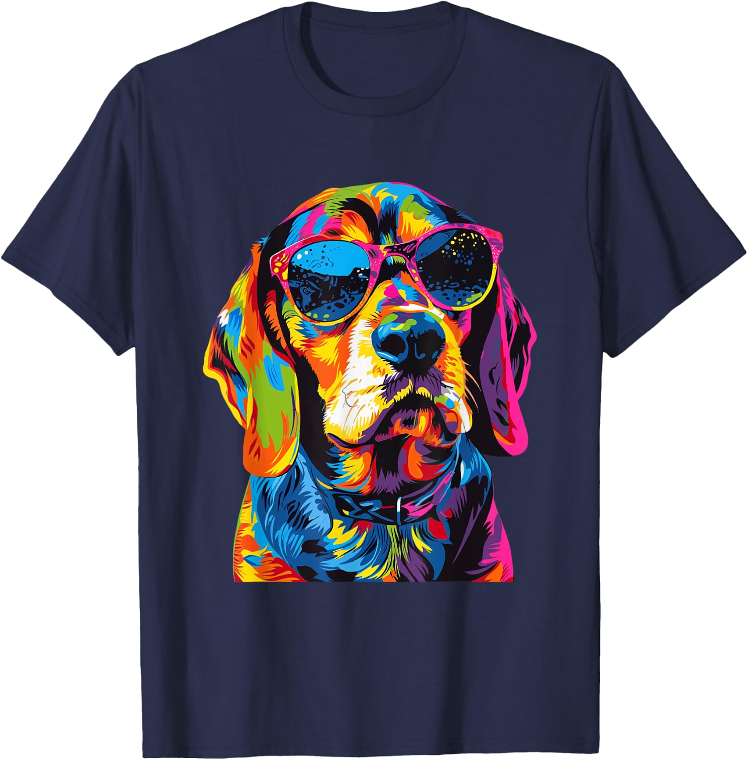 Beagle Lovers Design Pop Art Funny Beagle Dog T-Shirt - T-Shirt | Navy