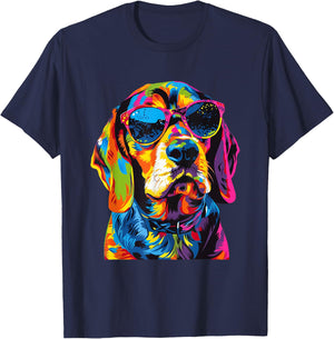 Beagle Lovers Design Pop Art Funny Beagle Dog T-Shirt - T-Shirt | Navy
