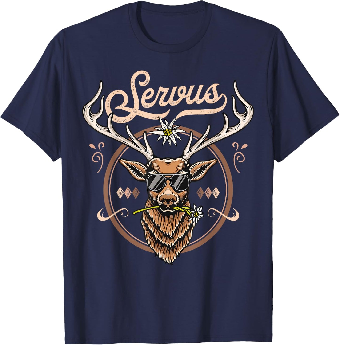 Passend für Oktoberfest Herren Trachtenshirt Servus Trachten T-Shirt - T-Shirt | Navy