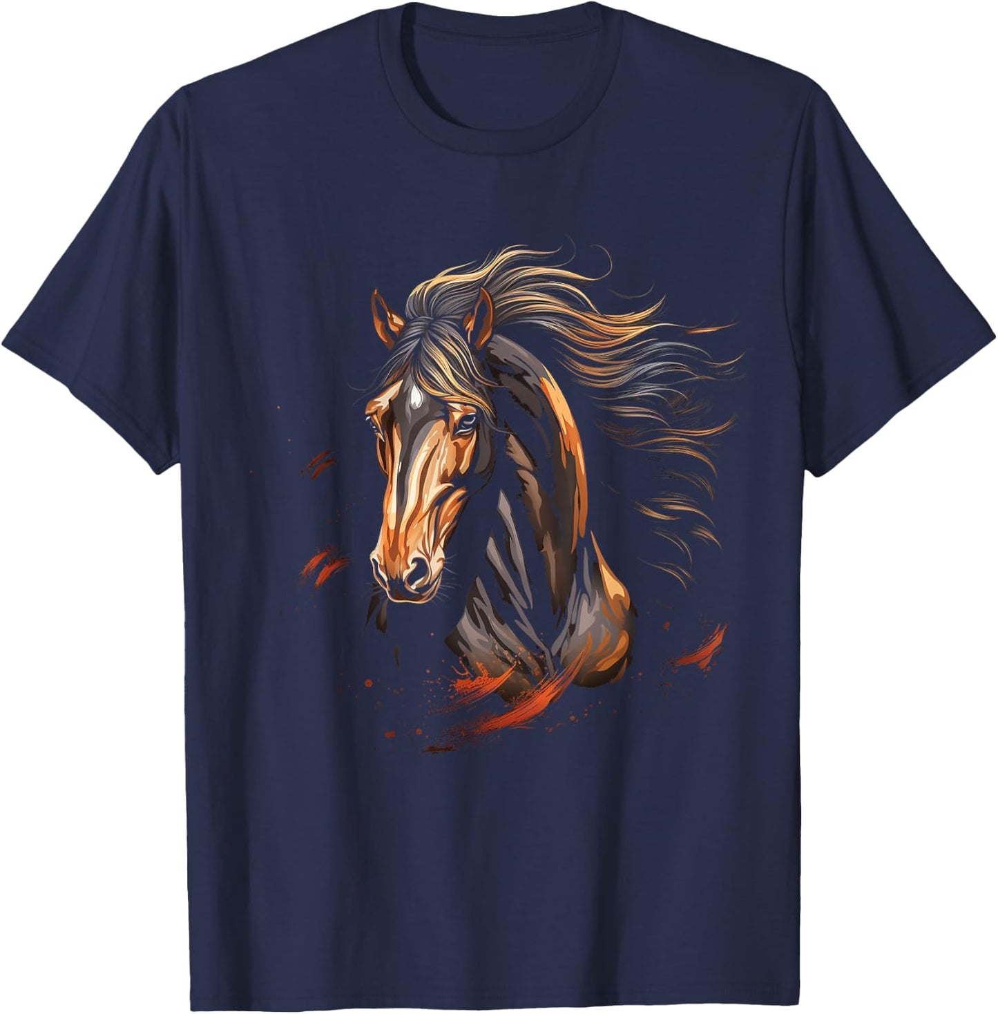 Mustang Pferd Wildnis Bunt Pferdliebhaber Tierwelt Reiten T-Shirt - T-Shirt | Navy
