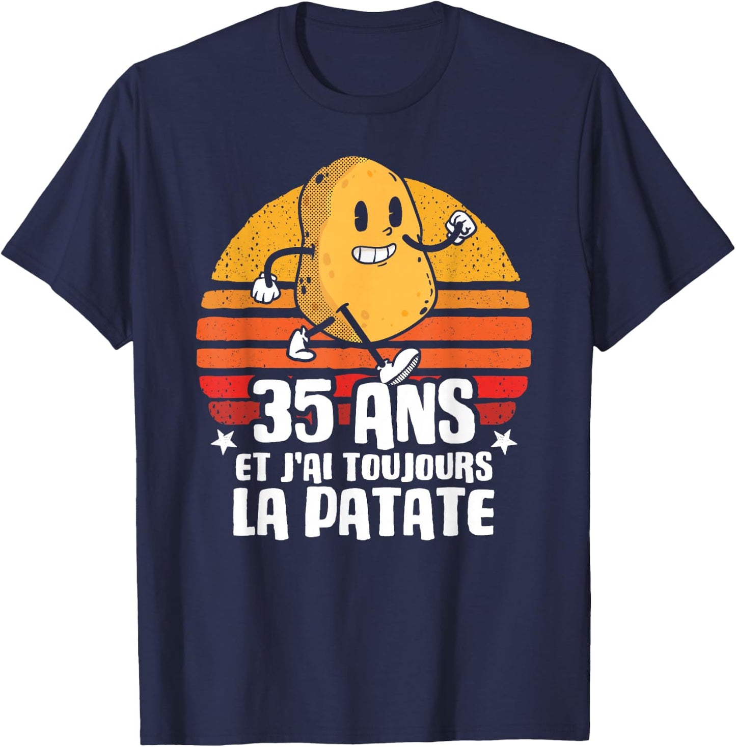 Anniv Gift 35 Years Birthday Decoration 35 Years Potato , Black, S T-Shirt - T-Shirt | Navy