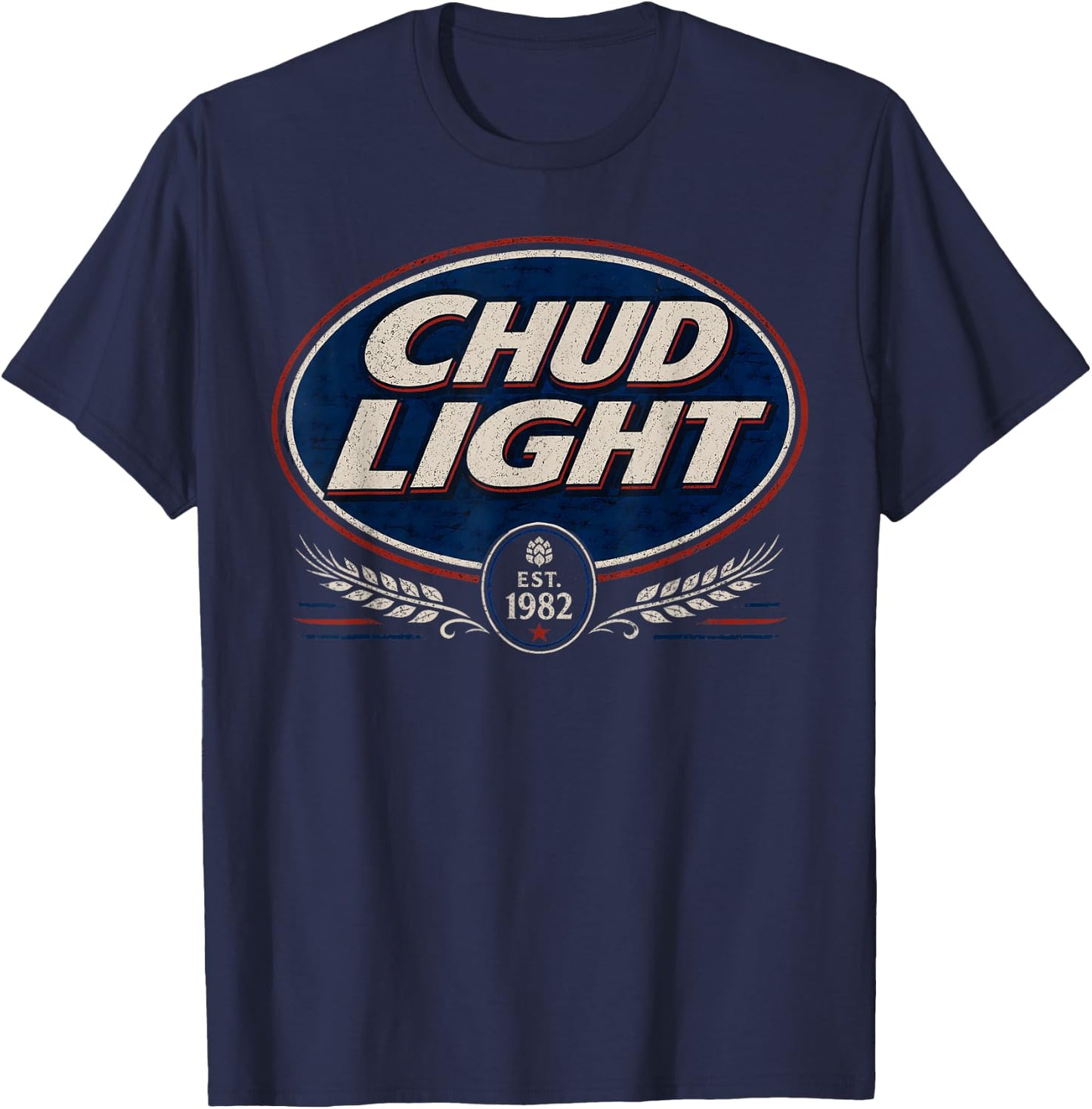 Chud Light Funny Parody Beer Style Humor Vintage Drinking T-Shirt - T-Shirt | Navy