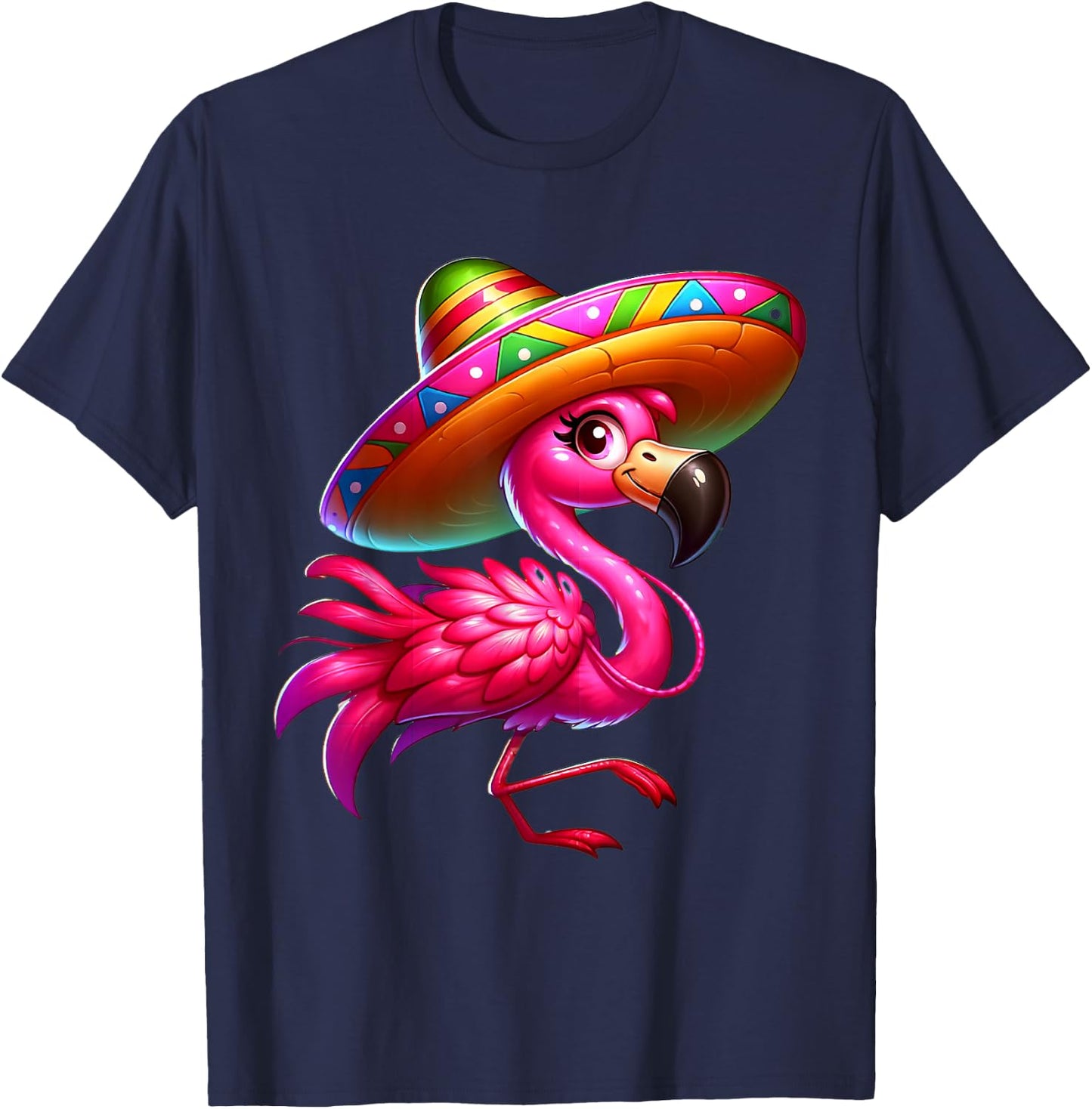 Cinco de Mayo Flamingo Wearing Mexican Sombrero Men Women T-Shirt - T-Shirt | Navy