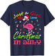 Just A Girl Who Loves Christmas In July Flamingo T-Shirt - T-Shirt | Navy