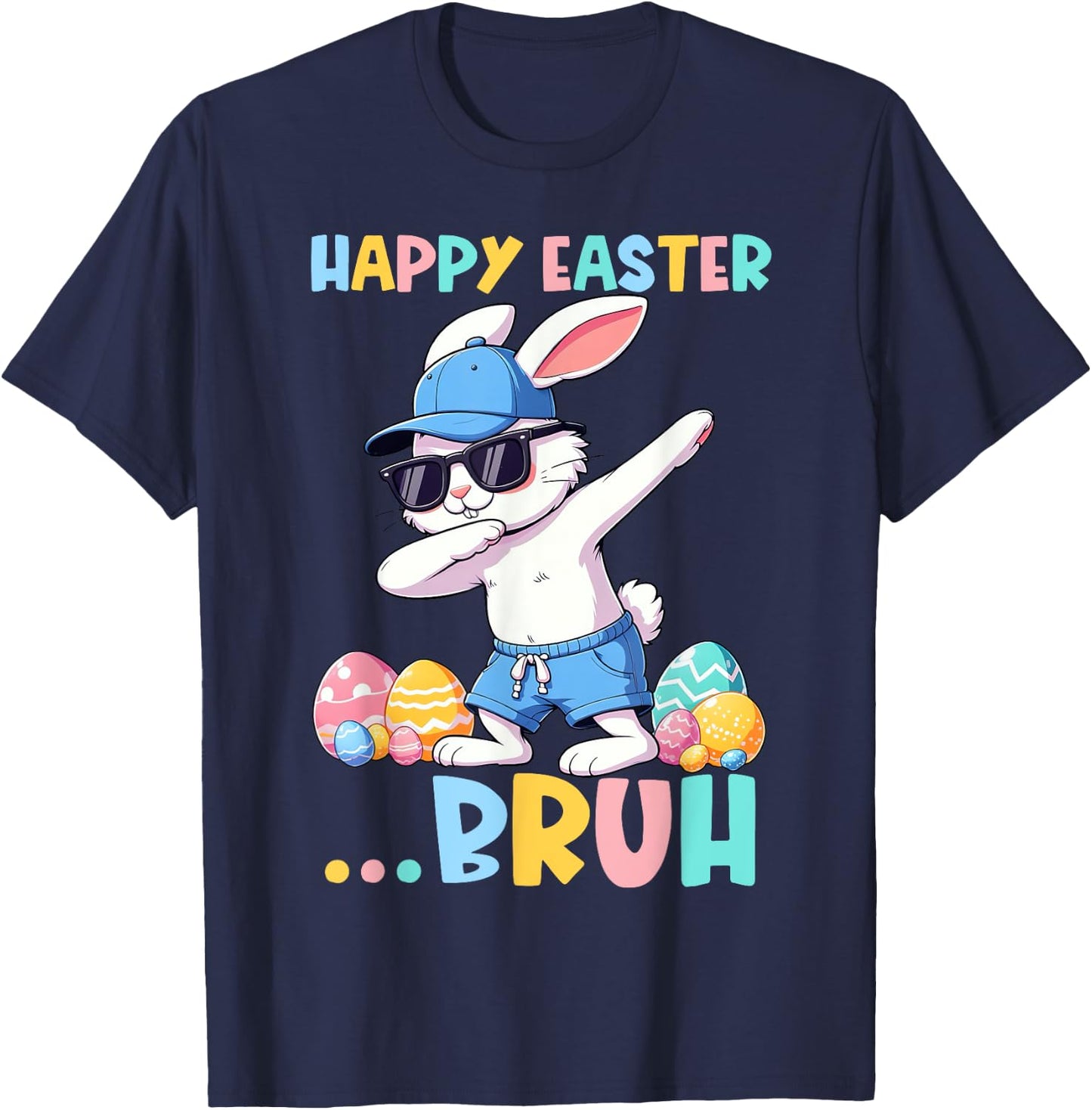Bruh Meme Easter Day Dabbing Bunny Easter Bruh Boys Kids T-Shirt - T-Shirt | Navy