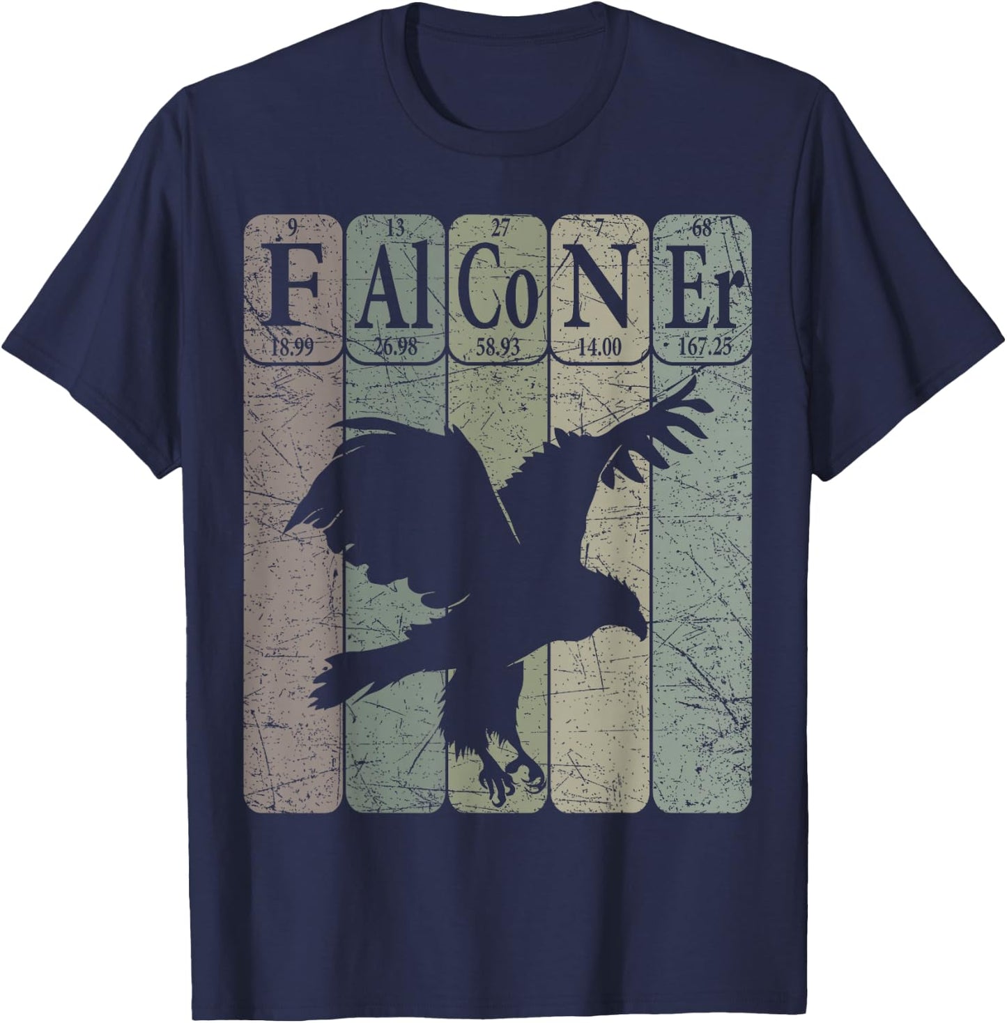 Falconer Periodic Table Elements Falconry Ornithology T-Shirt - T-Shirt | Navy