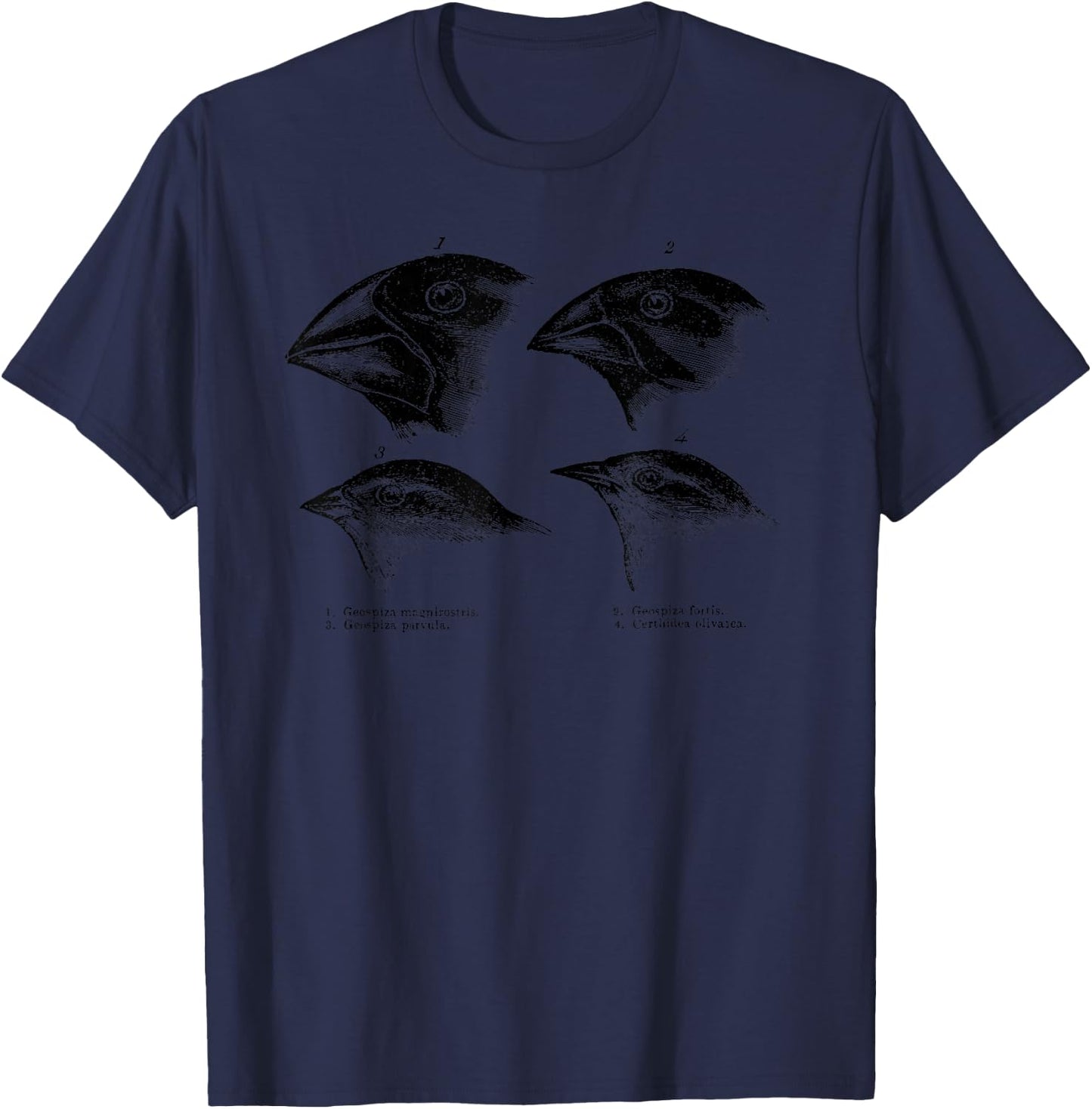 Darwin's Finches Evolution Atheist Illustration T-Shirt - T-Shirt | Navy