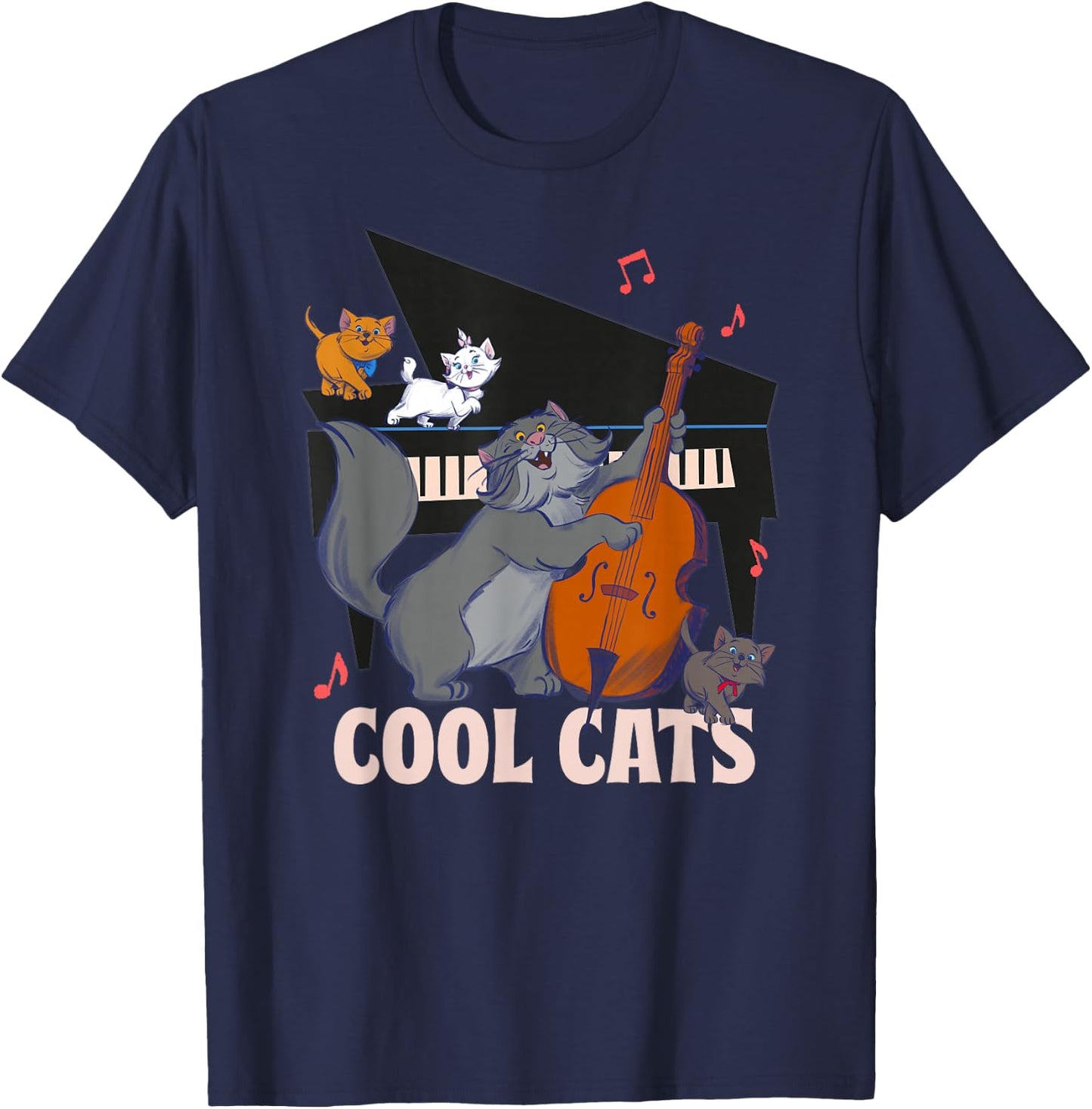 Aristocats Cool Cats Cats Music , Black, S T-Shirt - T-Shirt | Navy