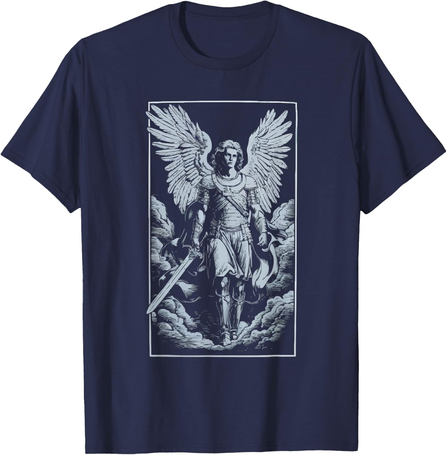 Archangel Catholic Religion Christianity Guardian Angel T-Shirt - T-Shirt | Navy