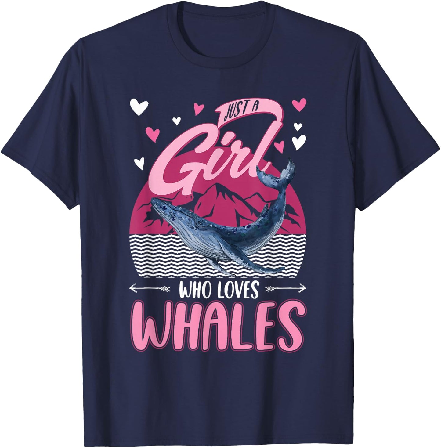 Whale Girl Humpback Whale Blue Whale T-Shirt - T-Shirt | Navy