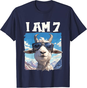 7 Years old 7 birthday Goats Boy Girl Goat T-Shirt - T-Shirt | Navy
