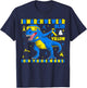 in March We Wear Yellow & Blue T-rex Dinosaur Down Syndrome T-Shirt - T-Shirt | Navy