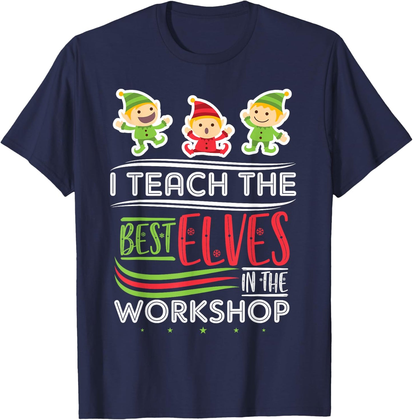 Christmas Teacher Elf T-Shirt - T-Shirt | Navy