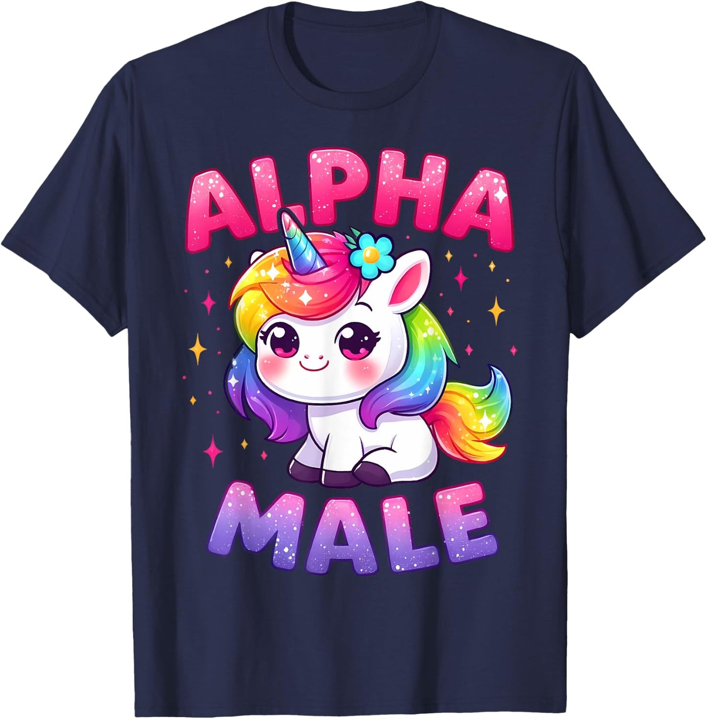 Funny Ironic Alpha Unicorn Sarcastic Girly Sparkle Rainbow T-Shirt - T-Shirt | Navy