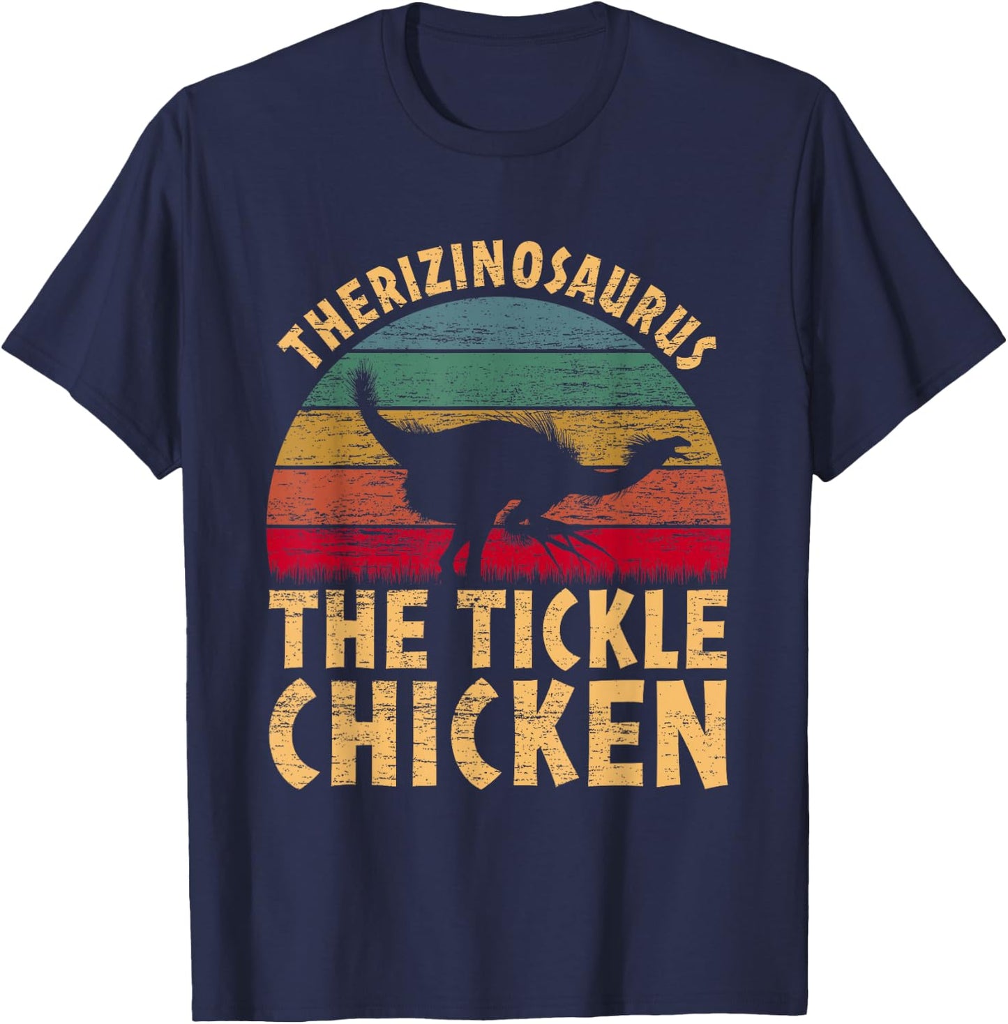 Therizinosaurus The Tickle Chicken - Funny Dinosaur Vintage T-Shirt - T-Shirt | Navy