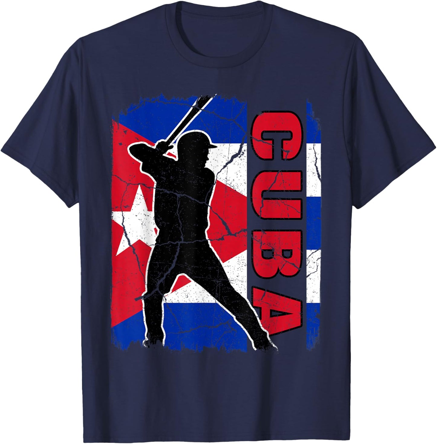 Cuban Baseball Player Cuba Flag Baseball Fans T-Shirt - T-Shirt | Navy