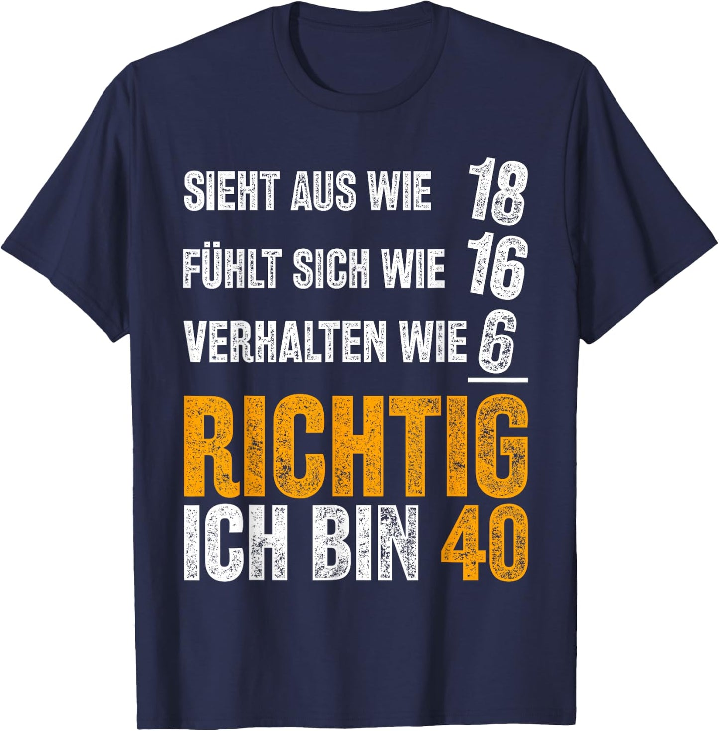 Vintage 40 Man Funny Gift 40th Birthday , black T-Shirt - T-Shirt | Navy