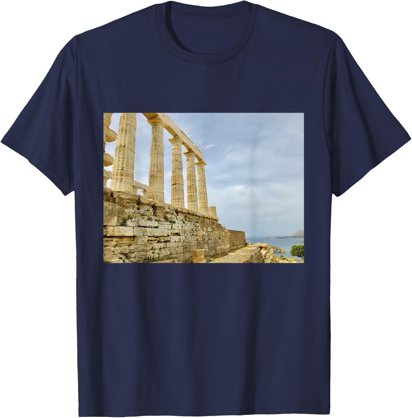 Temple of Poseidon bag - greek greece history T-Shirt - T-Shirt | Navy