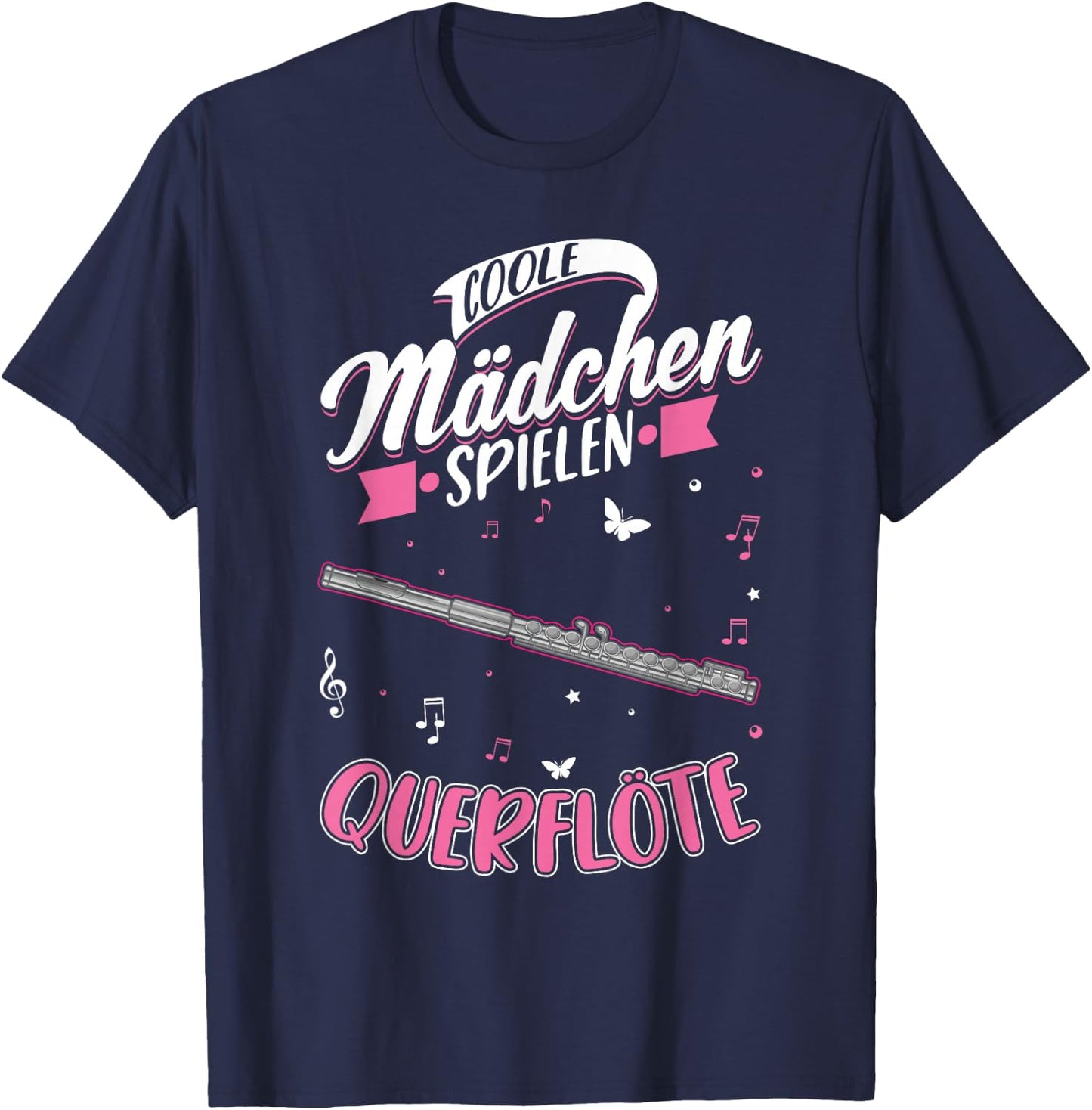 Coole Mädchen spielen Querflöte T-Shirt - T-Shirt | Navy