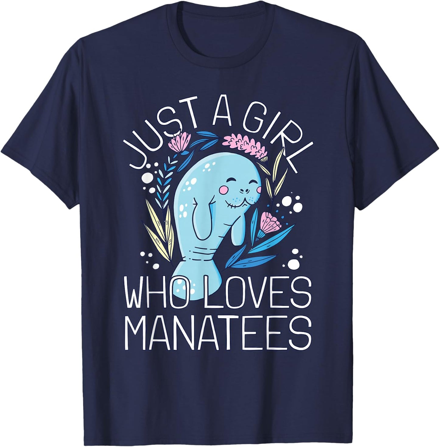 Girl Manatee I Woman Loves Manatee I Cute Manatee T-Shirt - T-Shirt | Navy