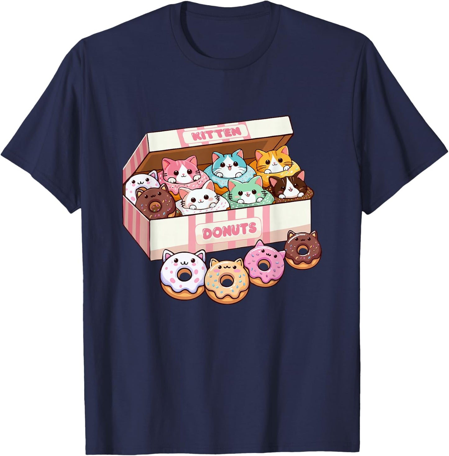 Kitten Donuts Pastry Cat Lover Cute Doughnut Cats T-Shirt - T-Shirt | Navy