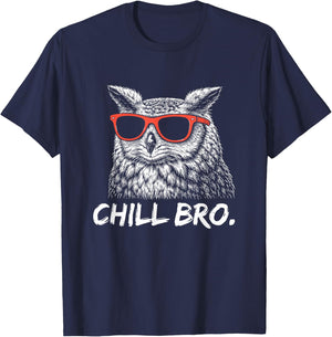 Chill Bruh – Lustiger Eule Mit Sonnenbrille T-Shirt - T-Shirt | Navy