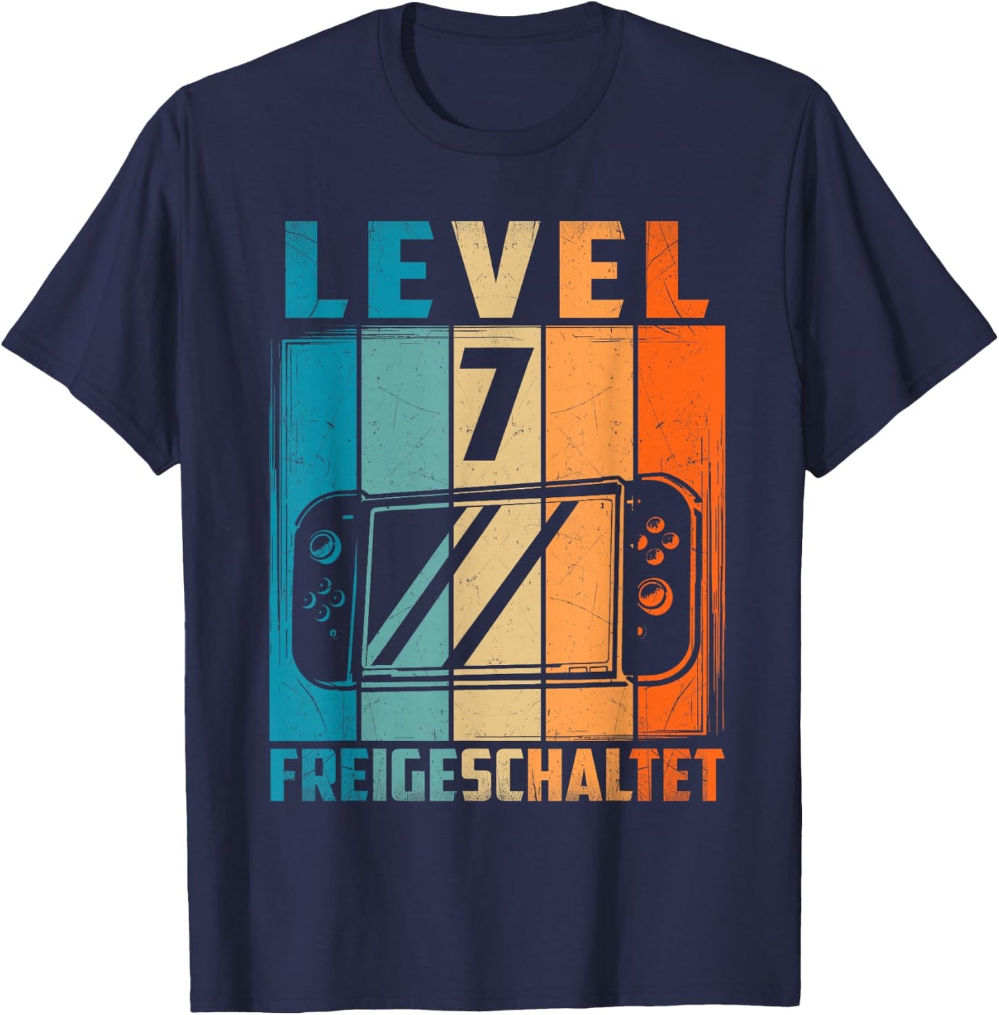 7. Geburtstag Freigeschaltet Jungen 7 Jahre Zocken Gamer T-Shirt - T-Shirt | Navy