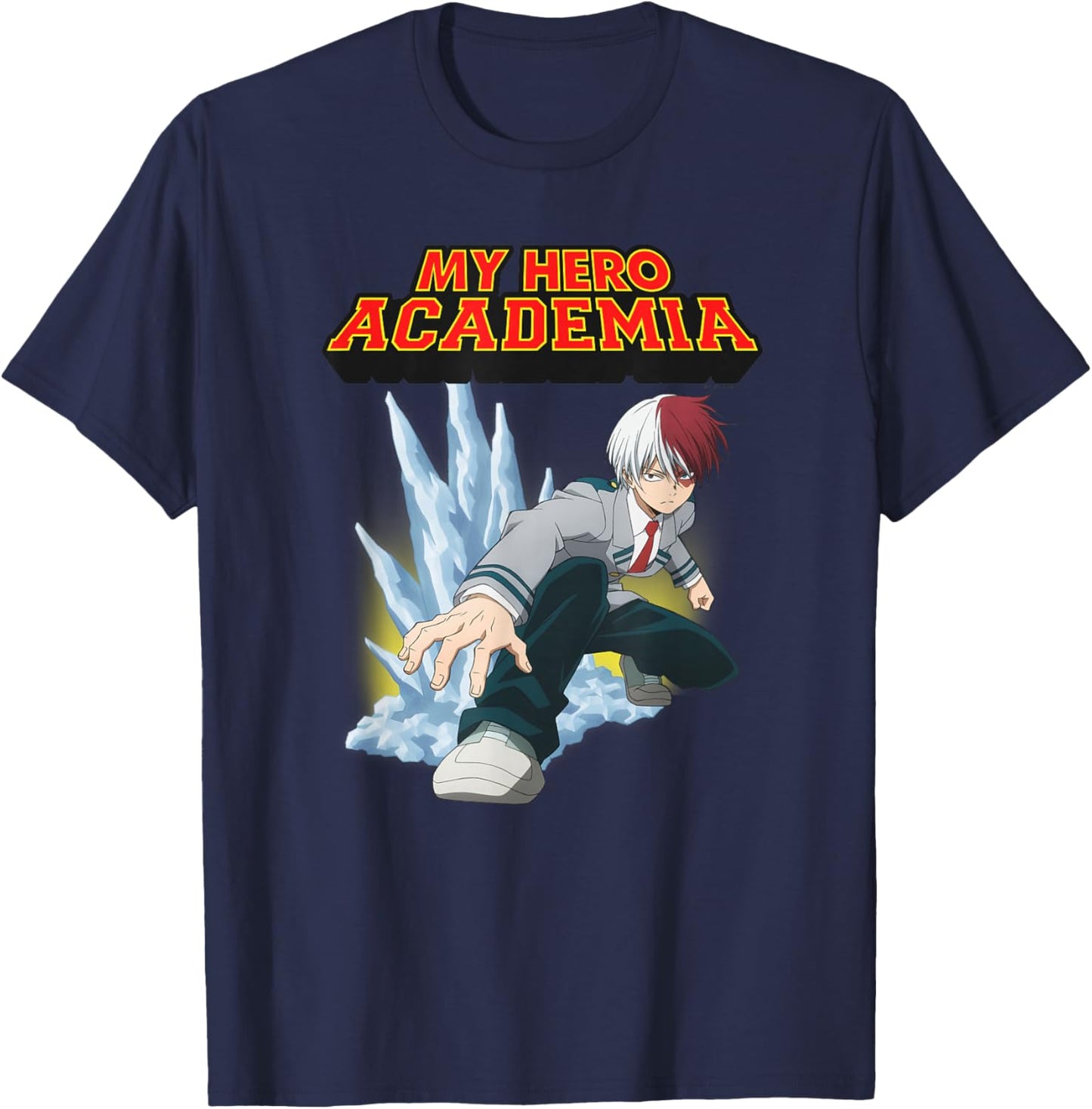 My Hero Academia Shoto Todoroki Mid-Cold Mid-Warm , Black, S T-Shirt - T-Shirt | Navy