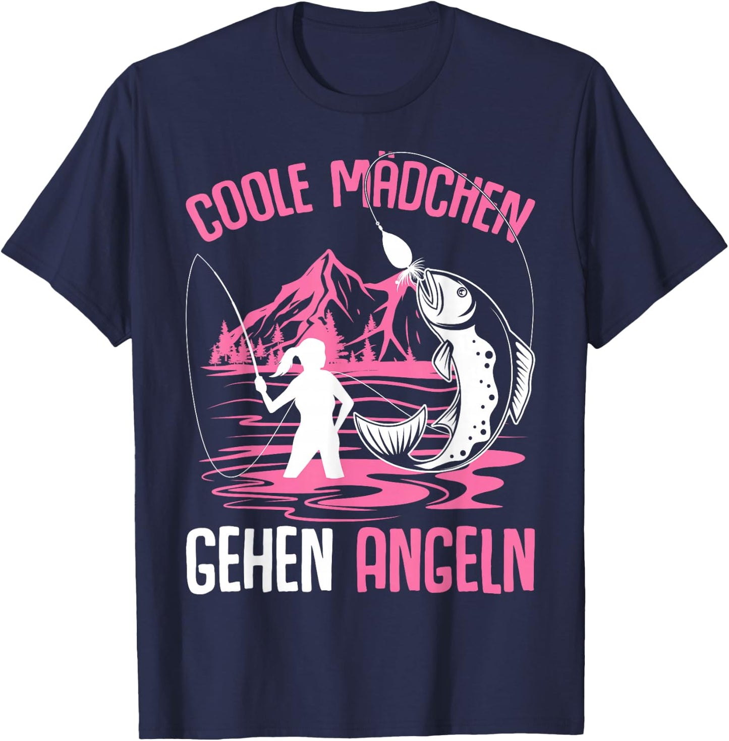 Coole Mädchen gehen Angeln Angler Fischer Kinder Angel T-Shirt - T-Shirt | Navy