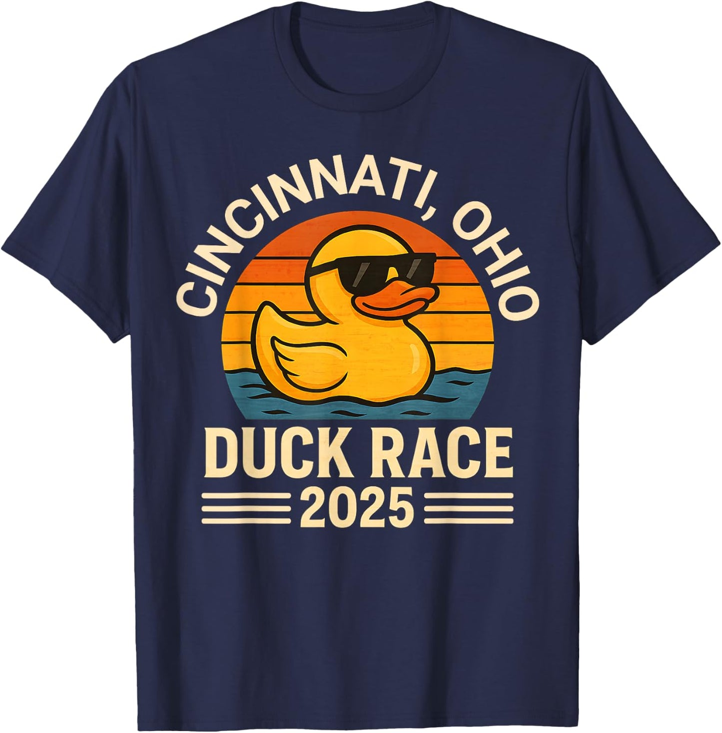 Cincinnati Ohio Duck Race 2025 Rubber Ducky Derby Vintage T-Shirt - T-Shirt | Navy