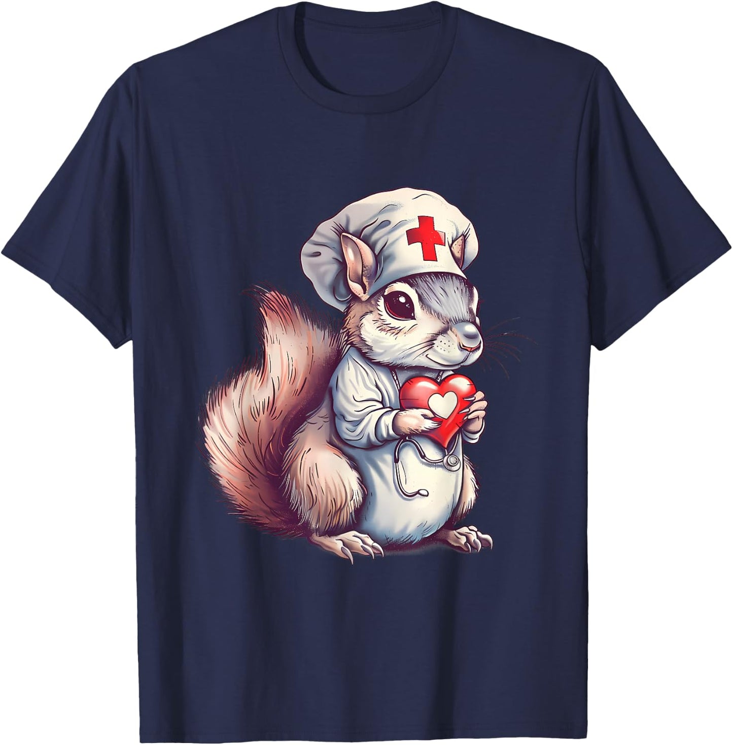 Nurse Squirrel Nursing Squirrel Lover Nurse Appreciation T-Shirt - T-Shirt | Navy